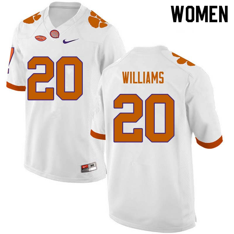 Women #20 LeAnthony Williams Clemson Tigers College Football Jerseys Sale-White - Click Image to Close